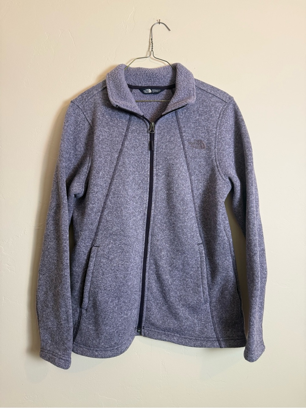 The North Face Heathered Purple Crescent Zip-Up Fleece Jacket, Size Large